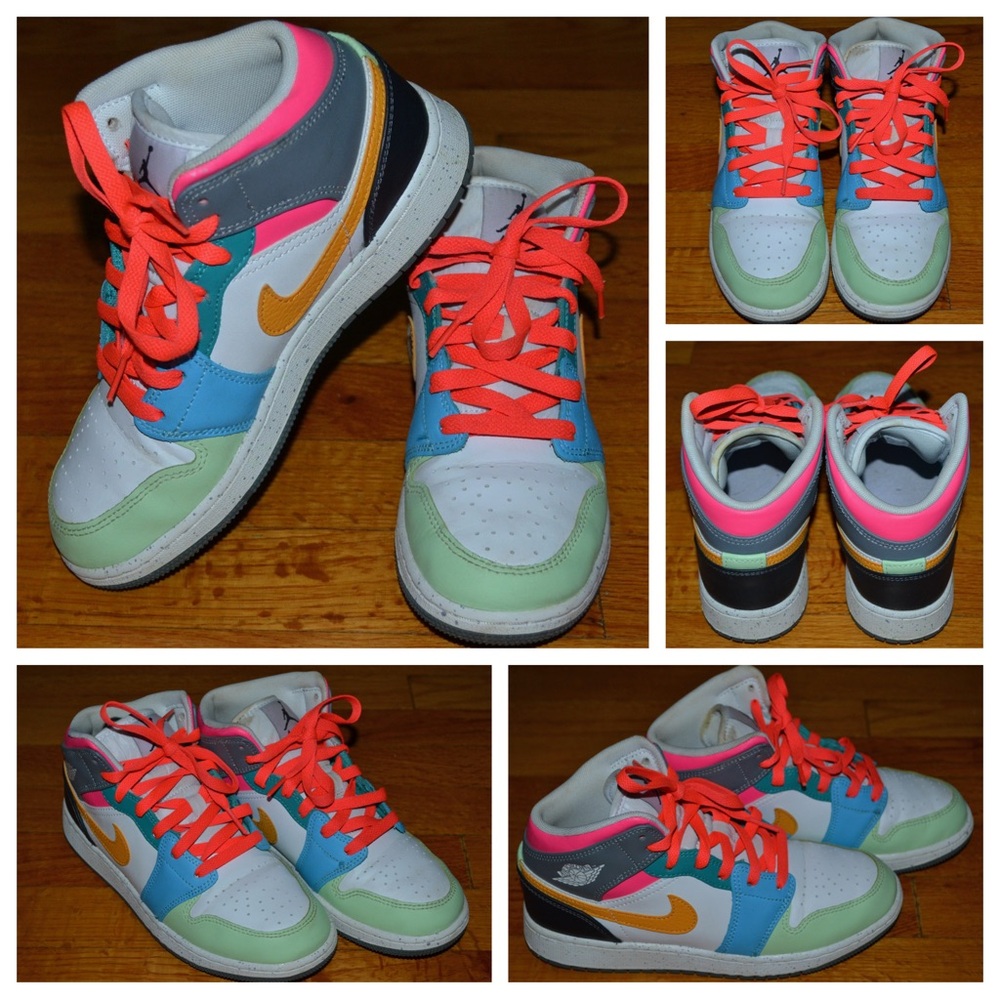Youth boys Nike Air Jordan 1 mid athletic tennis shoes, size 4.5